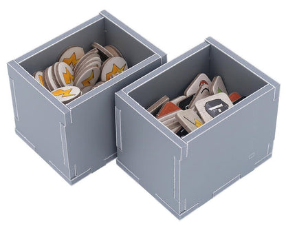 Rallyman Dirt Folded Space insert with game components partially stored