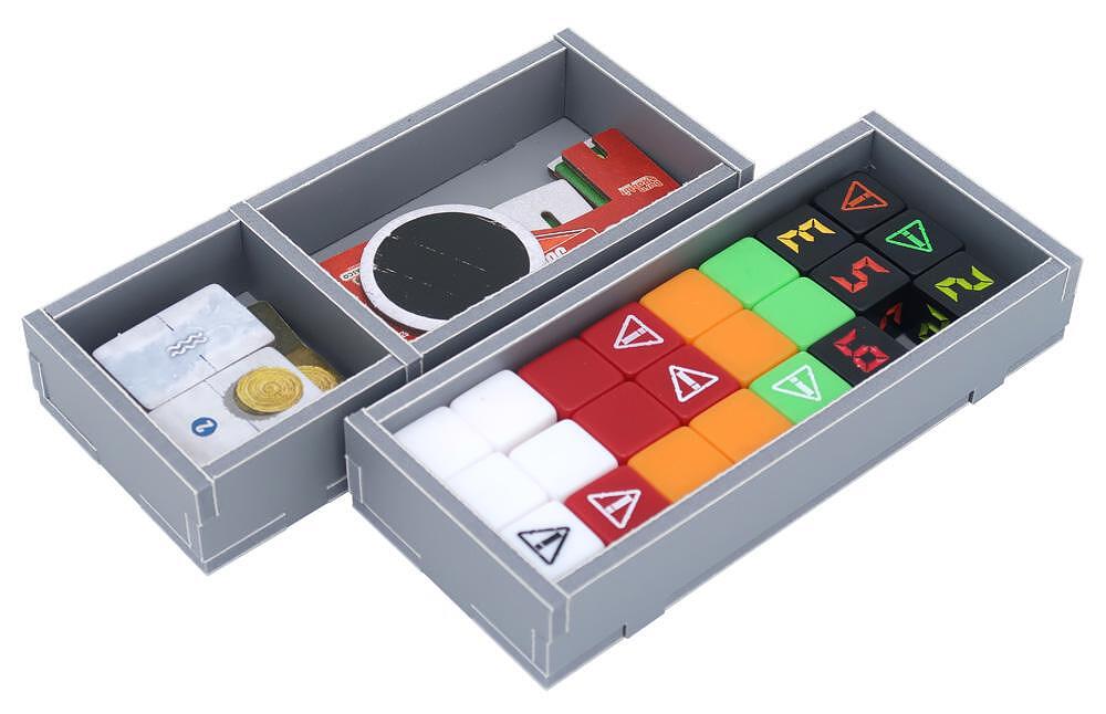 Folded Space Rallyman Dirt organizer insert holding various game pieces