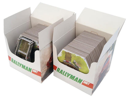 Folded Space insert for Rallyman Dirt, close-up of card slots and compartments