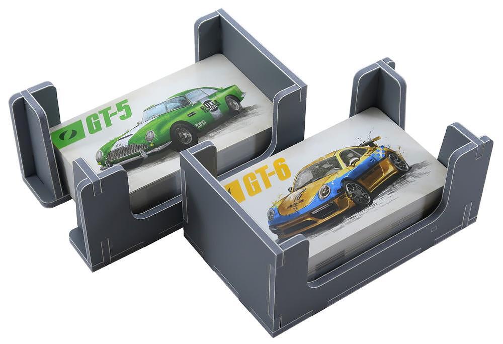 Folded Space game insert for Rallyman GT with tokens and cards sorted inside