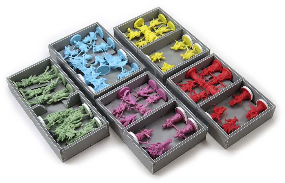 Folded Space organizer insert with Rising Sun components arranged inside a game box