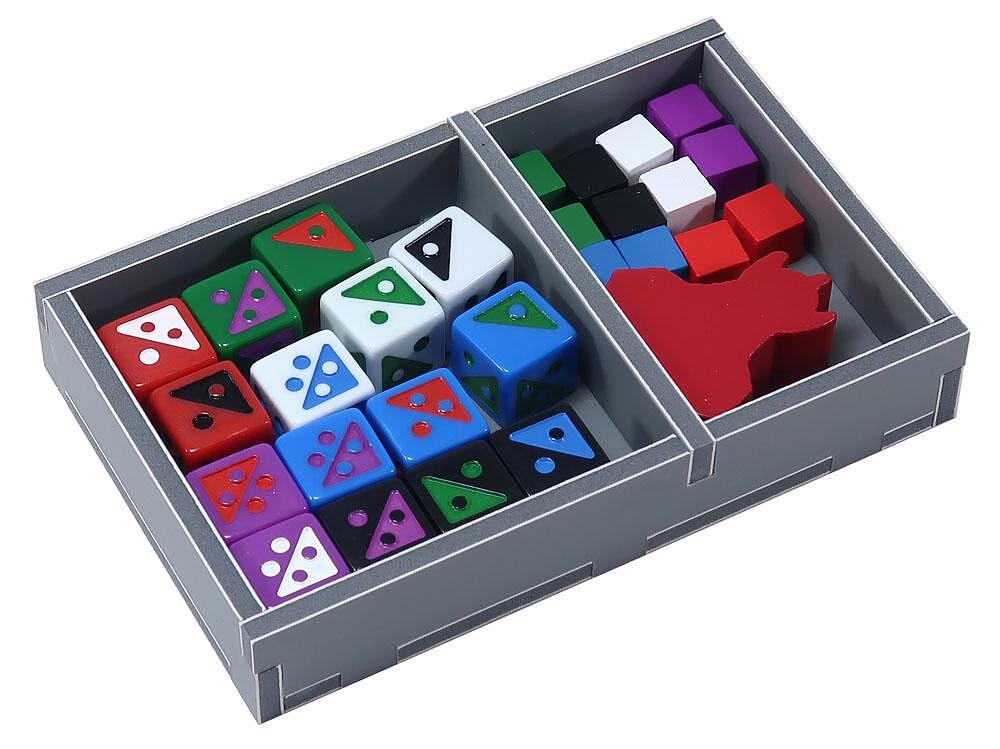 Folded Space Roll Player insert showing multiple compartments with cards and tokens