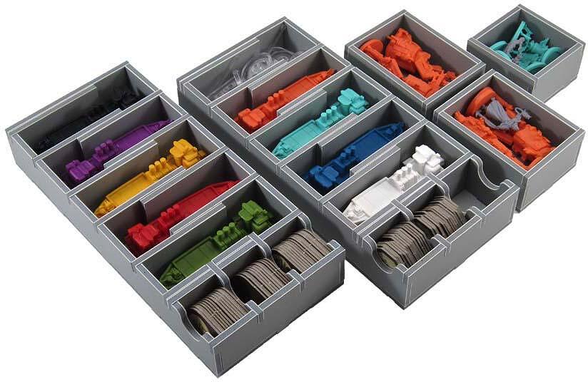 Folded Space insert for Scythe Fenris &amp; Wind Gambit neatly storing game pieces and cards