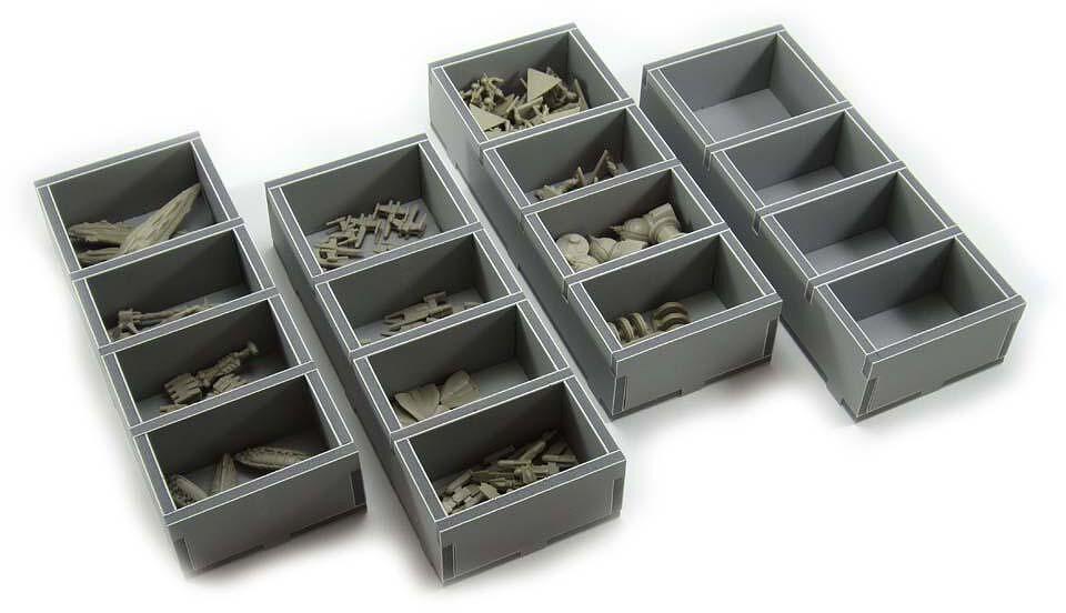 Star Wars Rebellion organizer with multiple grey trays for game pieces