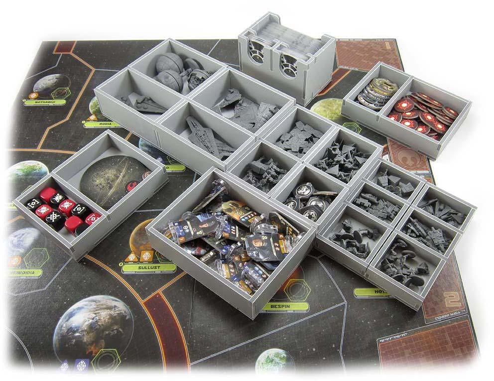 Folded Space organizer insert for Star Wars Rebellion board game, grey plastic