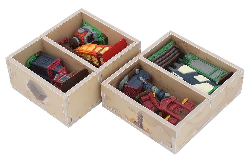 Folded Space organizer for Tapestry with 4 bins of terrain and buildings