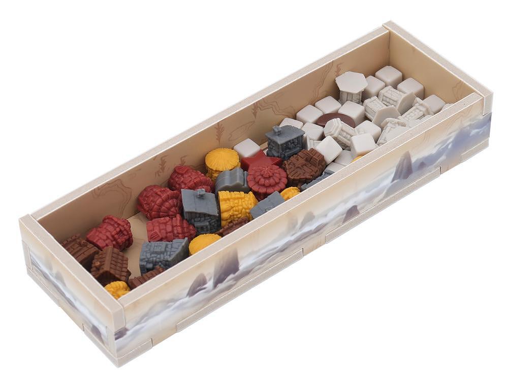 Folded Space organizer for Tapestry, filled with game pieces