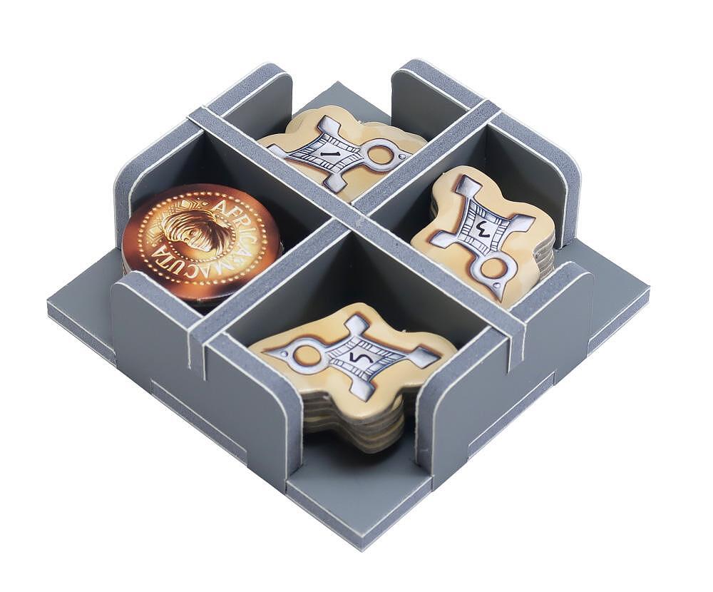 Side view of fully assembled Folded Space insert in box