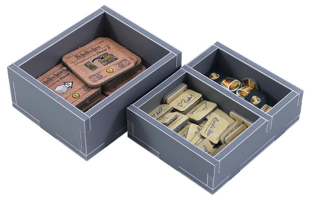 Folded Space - Game Inserts for The Taverns of Tiefenthal top-down view of the organizer inside the game box