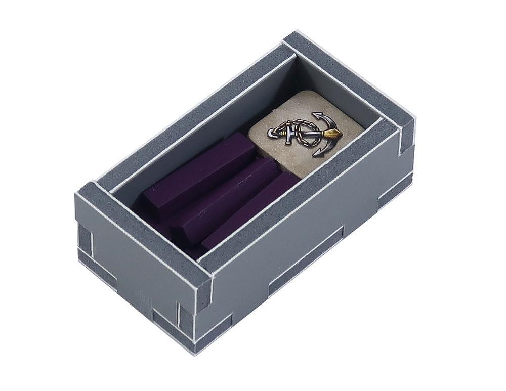 Folded Space organizer insert displaying various game tokens and parts for Terra Mystica: Merchants of the Seas