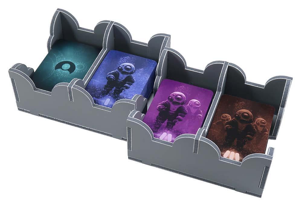 Top-down view of Folded Space organizer inside the Underwater Cities game box