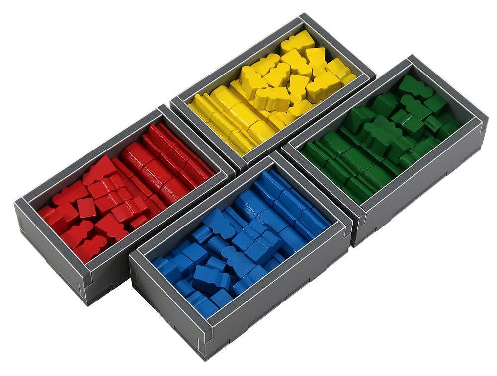 Folded Space insert showing sorted tokens and cards inside Viscounts of the West Kingdom game box