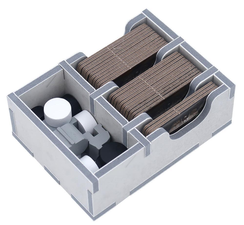 Folded Space organizer insert for Viscounts of the West Kingdom Collectors Box, grey and brown