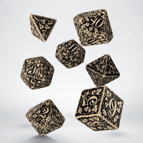 Q Workshop - Beige & Black Forest 3d Dice Set (7) Box - Good Games