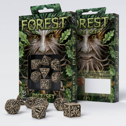 Q Workshop - Beige & Black Forest 3d Dice Set (7) Box - Good Games