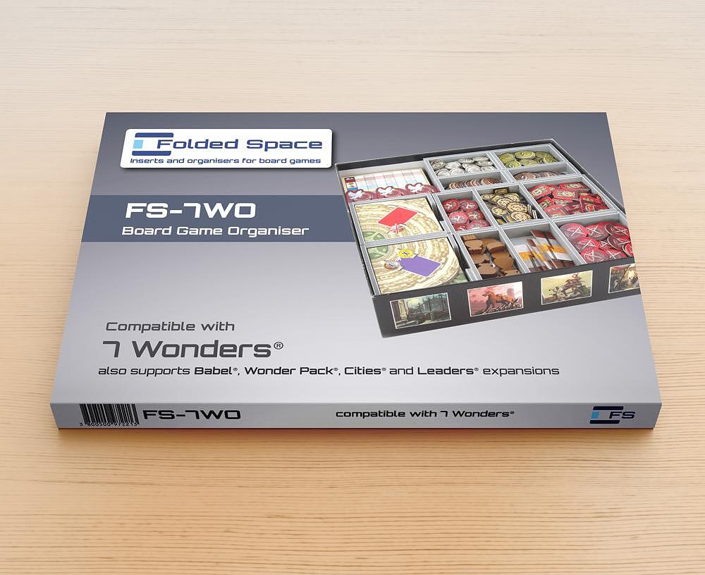 Folded Space FS-7WO board game organizer compatible with 7 Wonders and expansions
