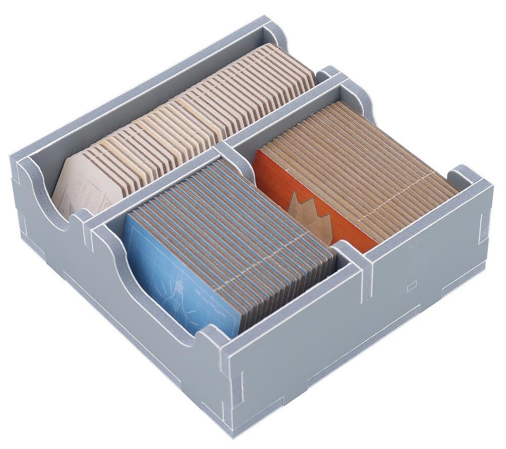 Grey cardboard card storage insert for board games