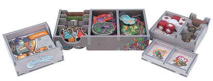 Gray OraQuest board game organizer insert with card, token, and dice storage