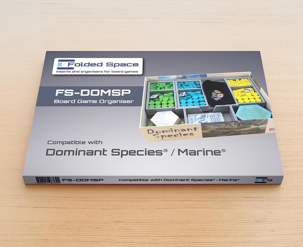 Folded Space organizer insert holding Dominant Species game components