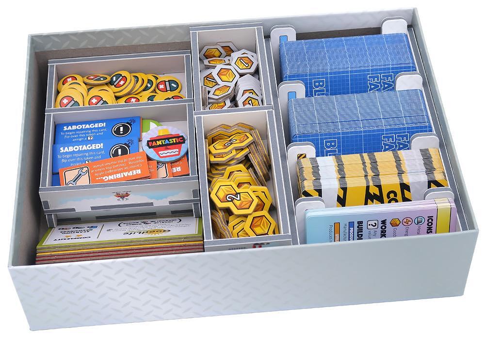Rear view of Folded Space insert box for Fantastic Factories, showing product details