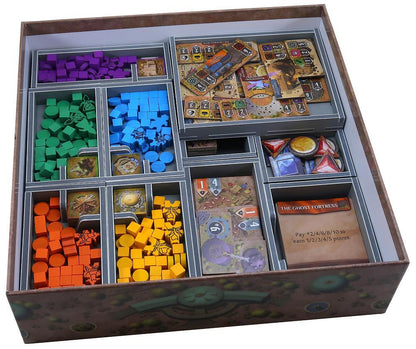 Complete Folded Space insert set displayed outside the box for Founders of Gloomhaven