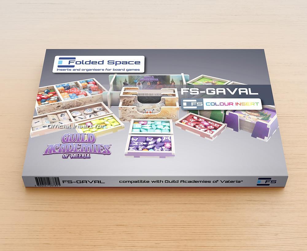 FS-GAVAL board game insert for Guild Academies of Valeria, compatible with game and color insert expansions
