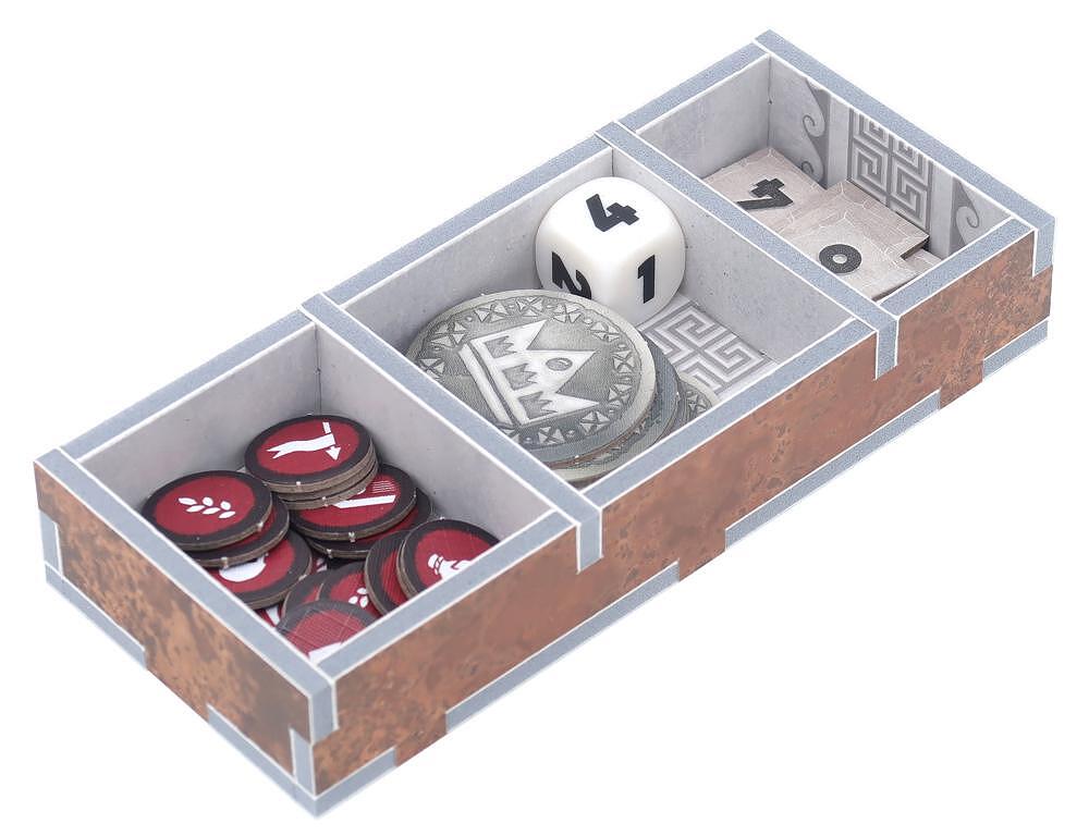 FS Imperium organizer tray with game tokens and dice
