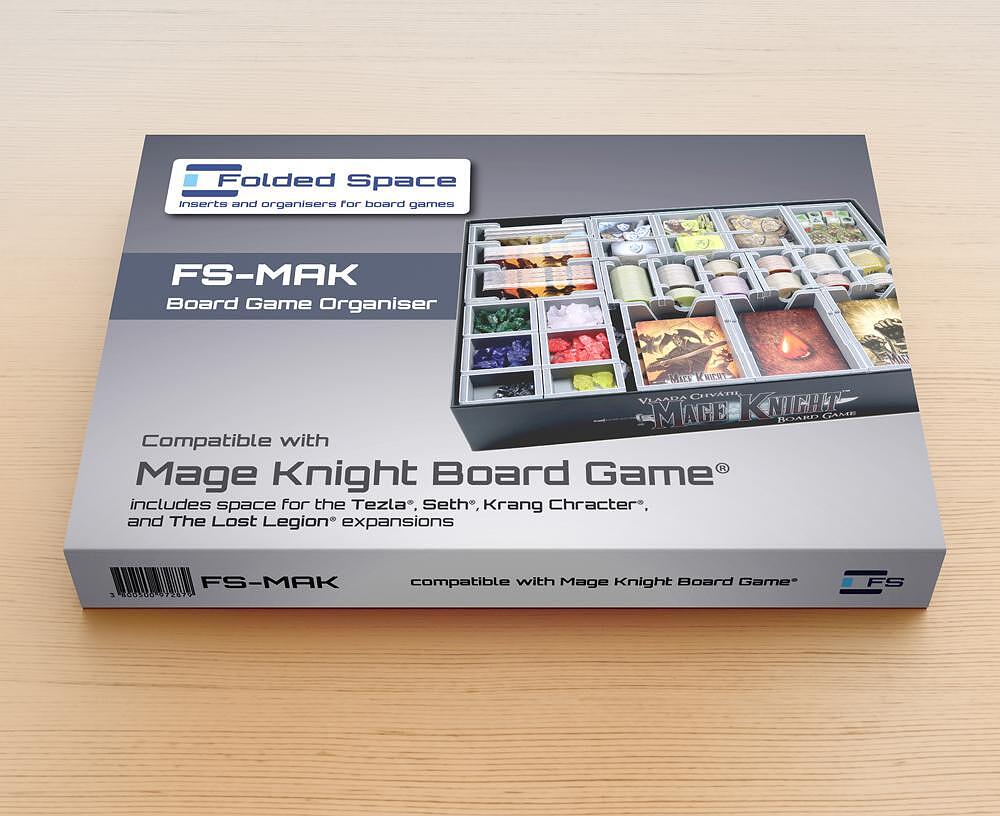 Folded Space Mage Knight game insert showing organized game components