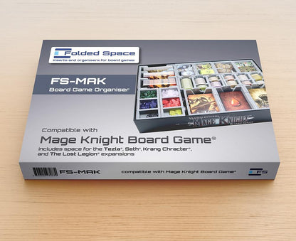 Folded Space Mage Knight game insert showing organized game components