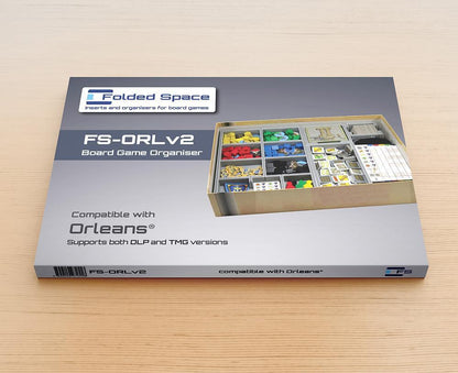 Open view of Folded Space insert set for Orleans board game