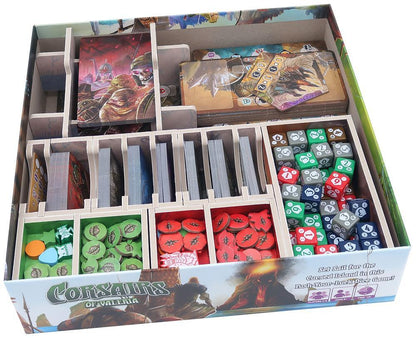 Corsairs of Valeria board game box insert with game components