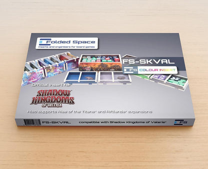 Board game organizer box for Shadow Kingdoms of Valeria with card and token trays