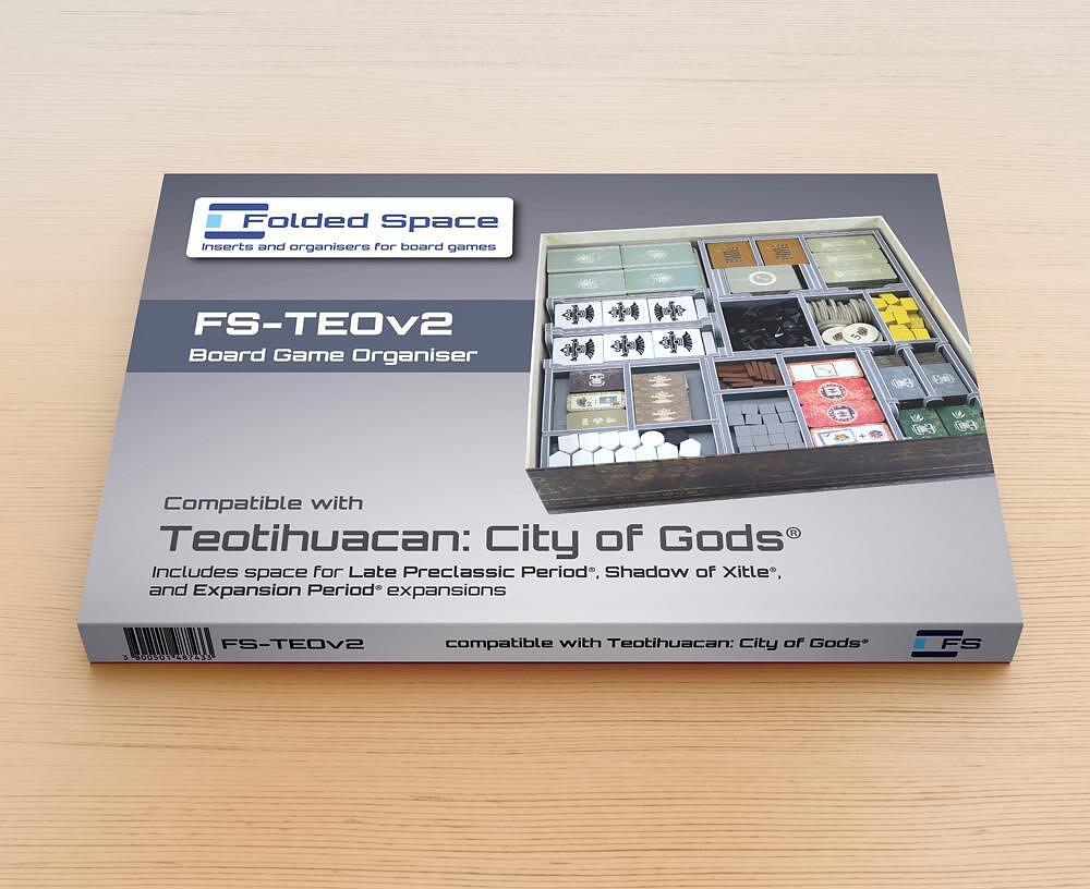 Front view of Folded Space organizer box for Teotihuacan and Expansion