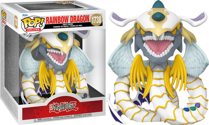 Funko Pop! Deluxe Yu-Gi-Oh! Rainbow Dragon figure (1738), large white and gold winged dragon monster, packaged