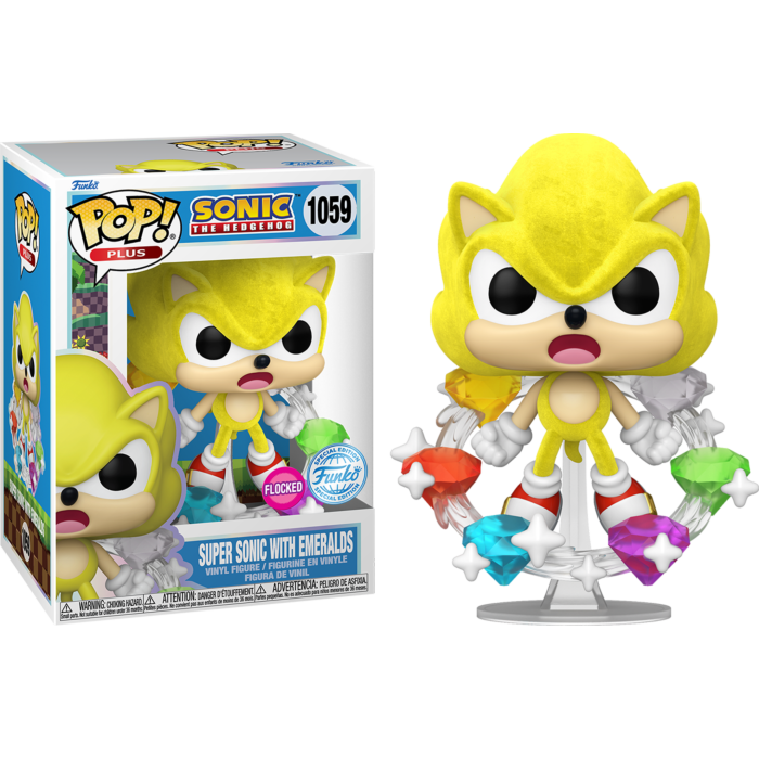Sonic - Super Sonic with Emeralds US Exclusive Flocked Pop! Vinyl