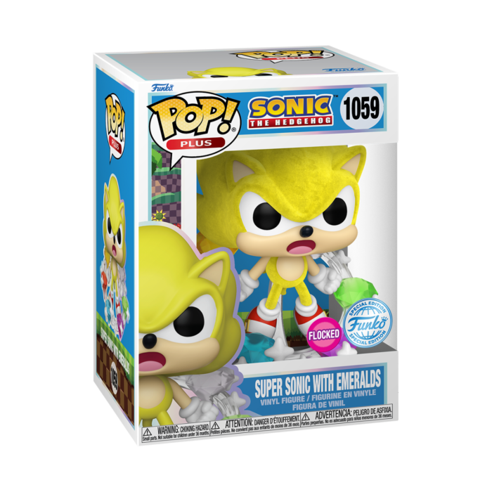 Sonic - Super Sonic with Emeralds US Exclusive Flocked Pop! Vinyl