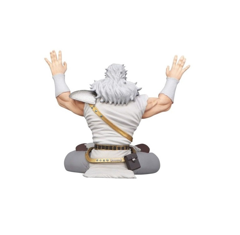 Good Smile Company Fist of the North Star Toki noodle stopper figure back view of figure with arms raised white top and gray pants gold belt and strap