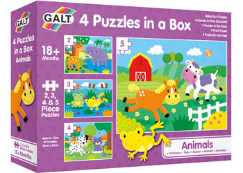 Galt - 4 Puzzles In A Box - Animals - Good Games