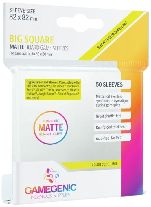 Gamegenic Matte Board Game Sleeves - Size Code LIME - Big Square Sized/Werewolves/Jungle Speed (82mm x 82mm) - Good Games