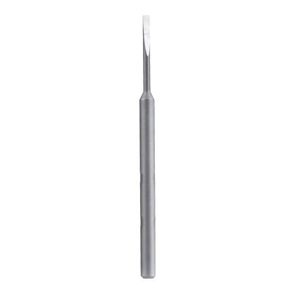 A small metal chisel with a flat blade and cylindrical shaft