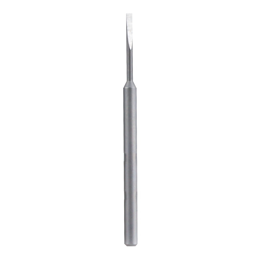 A small metal chisel with a flat blade and cylindrical shaft