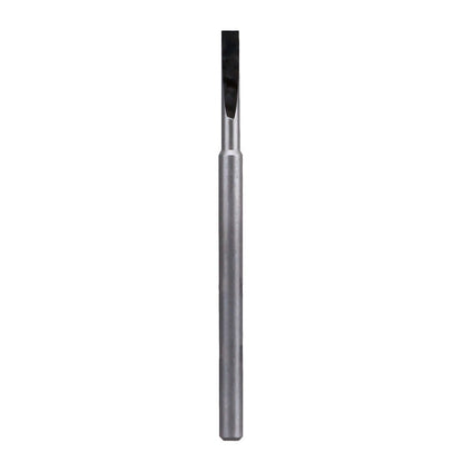A metallic carving or engraving bit with a flat chisel tip