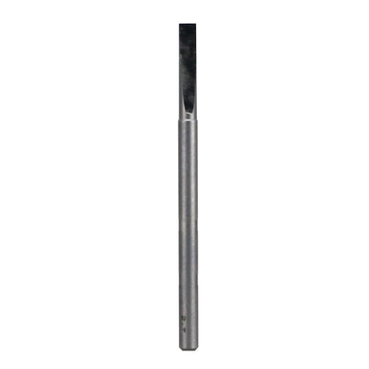 Metallic surgical tool with a flat, squared tip and '2.7' marked on the shaft