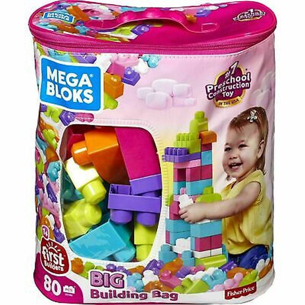 Mega Blocks - Core - Mb Big Building Bag (80 Blocks) - Pink (Open Stoc ...