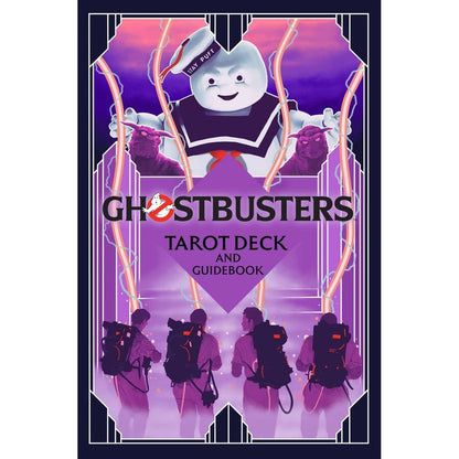 Ghostbusters Tarot Deck cover showing Stay Puft, two Terror Dogs, and four Ghostbusters with proton packs