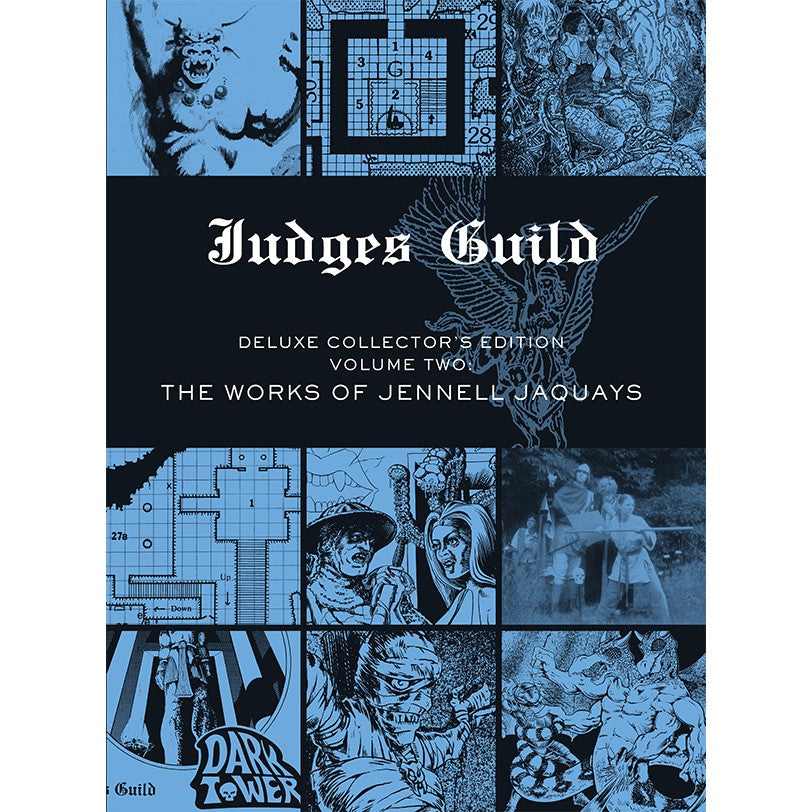 Judges Guild Deluxe Collector's Edition: The Works of Jennell Jaquays. Cover features a collage of fantasy art, monsters, and maps
