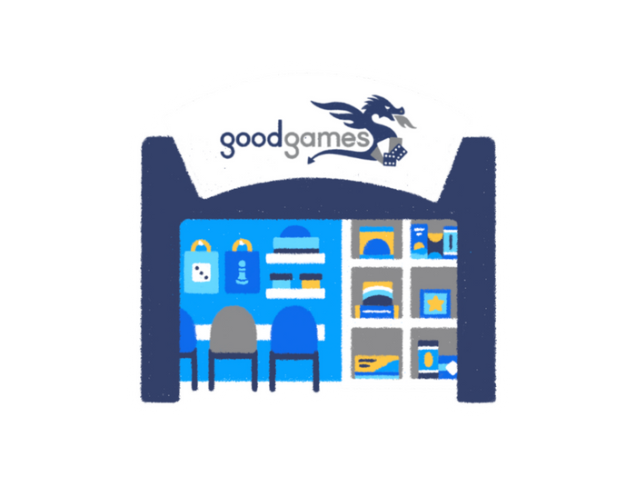 Good Games store check-in illustration