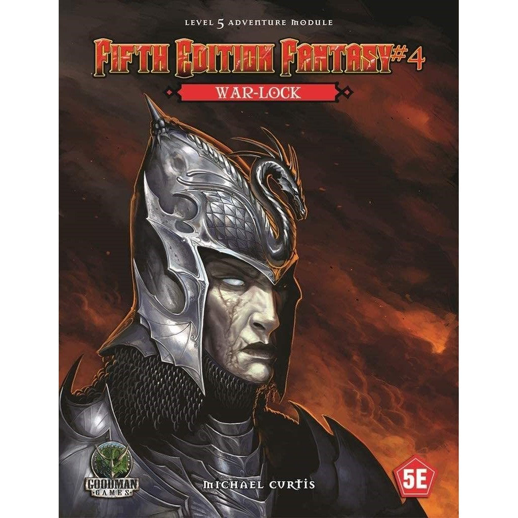 Pale, scarred fantasy warrior with glowing white eyes and dragon-crested helmet, wearing dark armor, against a fiery backdrop.