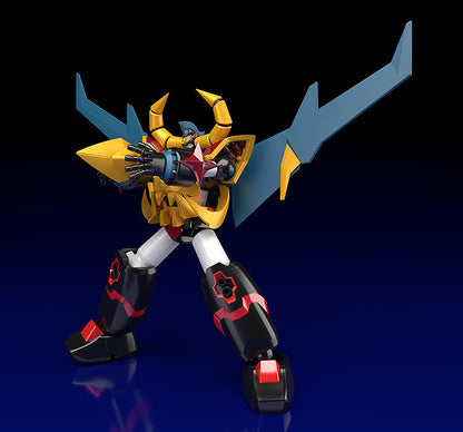 Yellow and blue Getter Robo 208 robot action figure in fighting pose