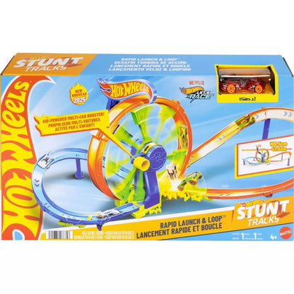 Hot Wheels Rapid Launch & Loop Tracks and Playset (New 2025) packaging box front view